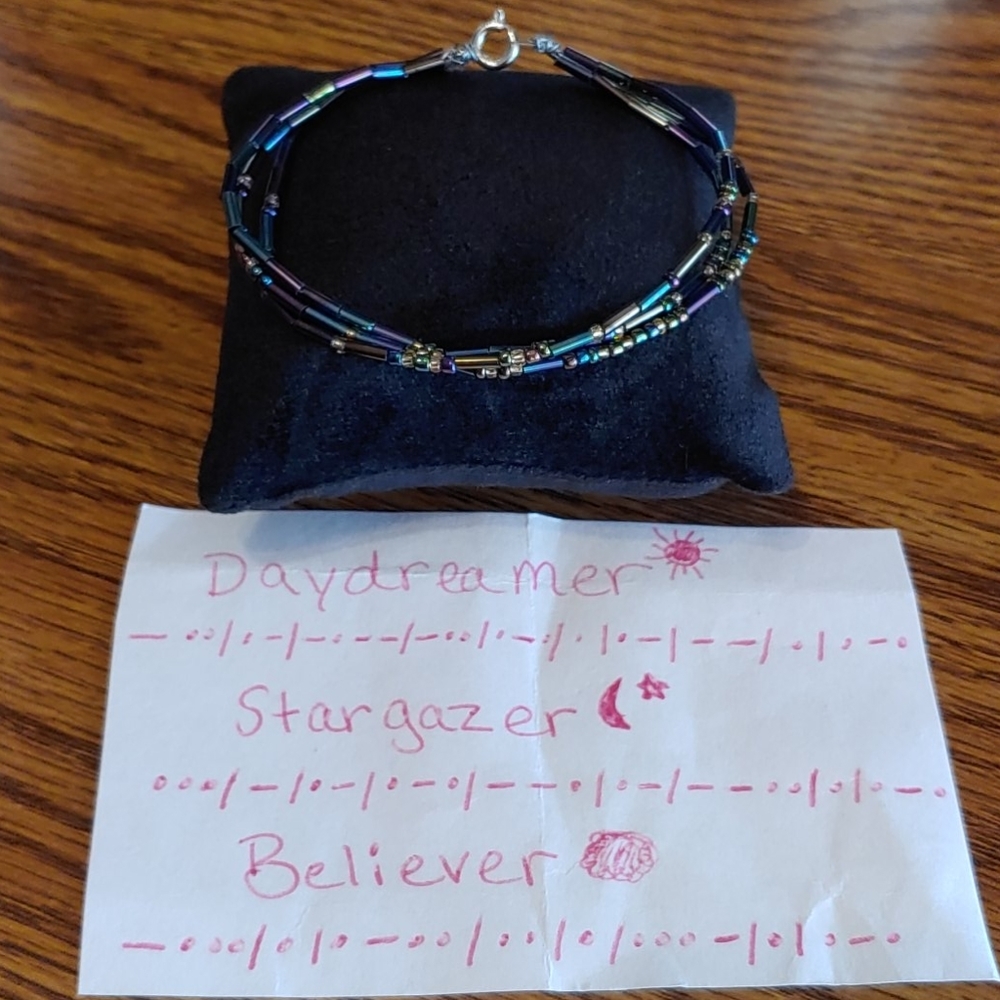 Daydreamer, Stargazer Believer Morse Code Bracelet